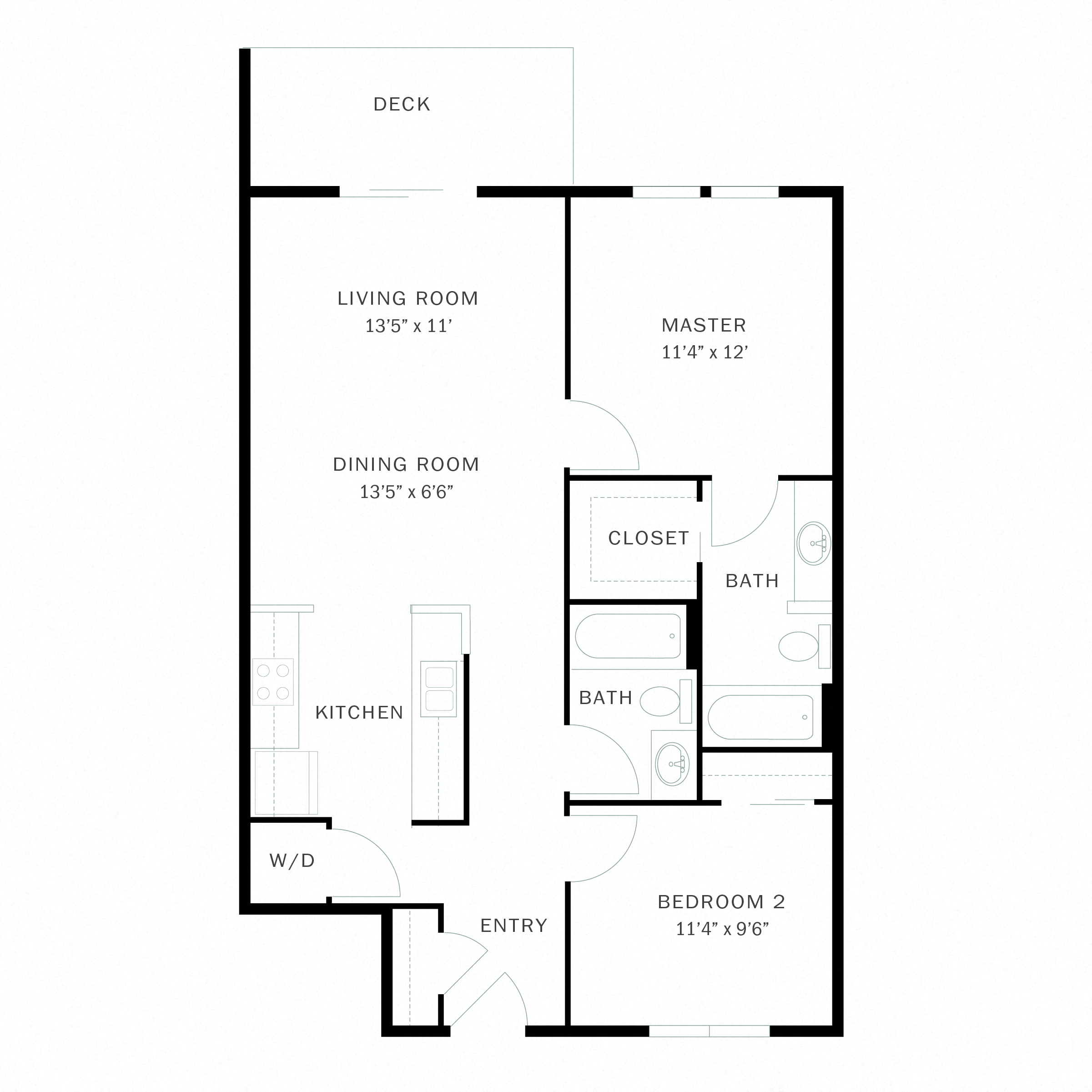 Floor plan layout diagram for 2B